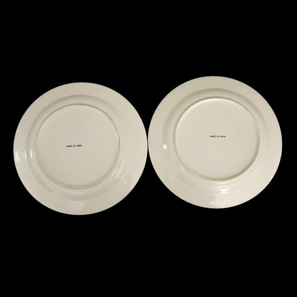 Set of 2 Snowman Christmas Dinner Plates 10.5" Blue Rim Holiday Winter Dinnerwar - Picture 5 of 5